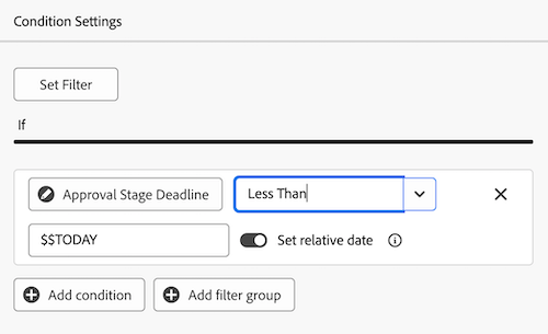 overdue approval table filter example