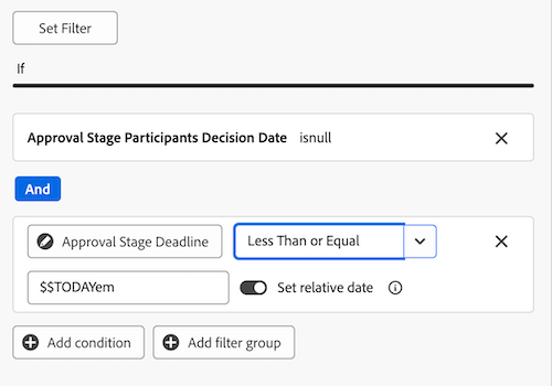 Revisions chart filter example