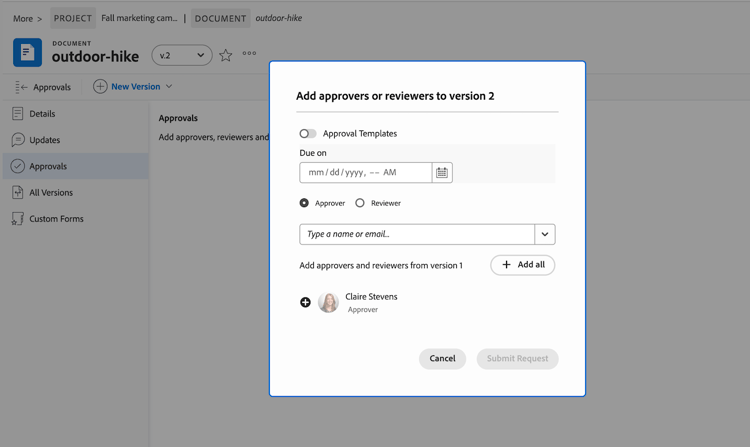 submit new version for approval
