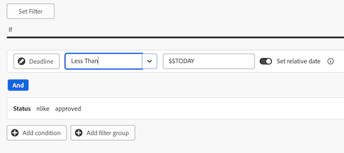 overdue kpi filter example