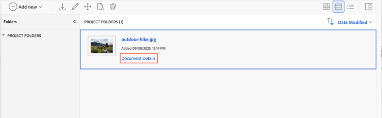 Open the document details page