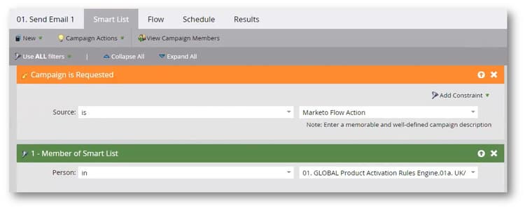 Request campaign in the Smart List tab