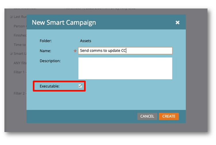 Create an Executable Campaign by checking the executable checkbox.