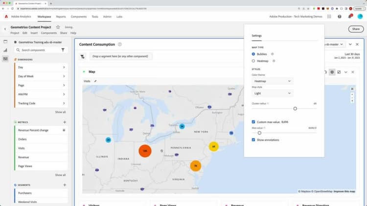 Map visualization in Analysis Workspace