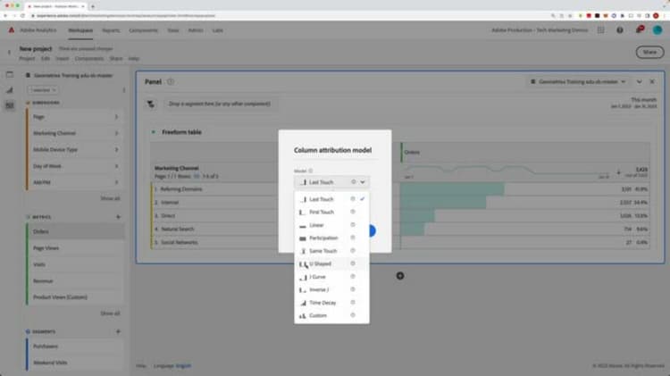 Using Attribution IQ in Freeform Tables