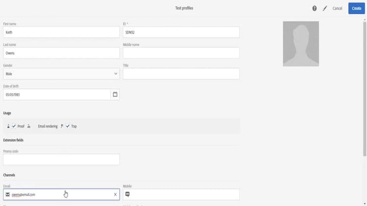 Create a test profile