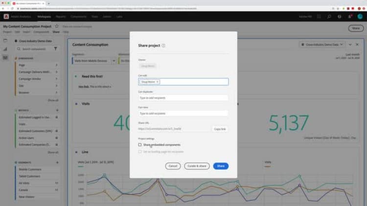 Saving, sharing, and collaborating on projects in Analysis Workspace