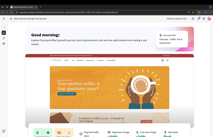 Screenshot of AEM Sites Optimizer