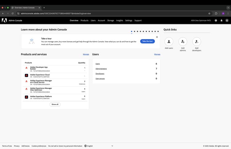 Screenshot of Navigate to the AEM Sites Optimizer product