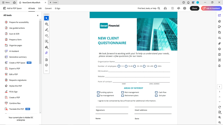 Screenshot of Prepare a form