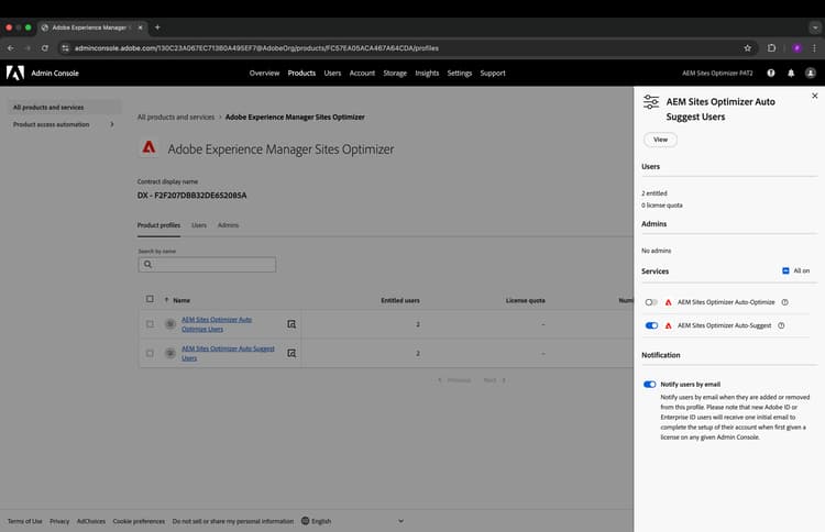Screenshot of Review product profile details
