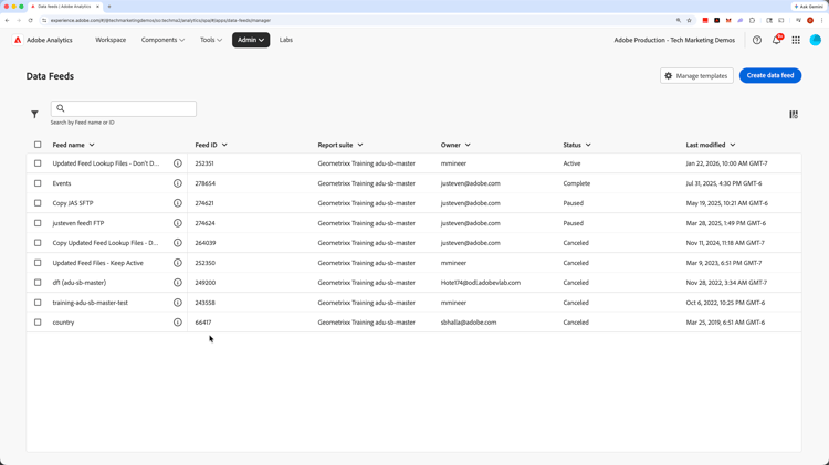Locate your data feed ID