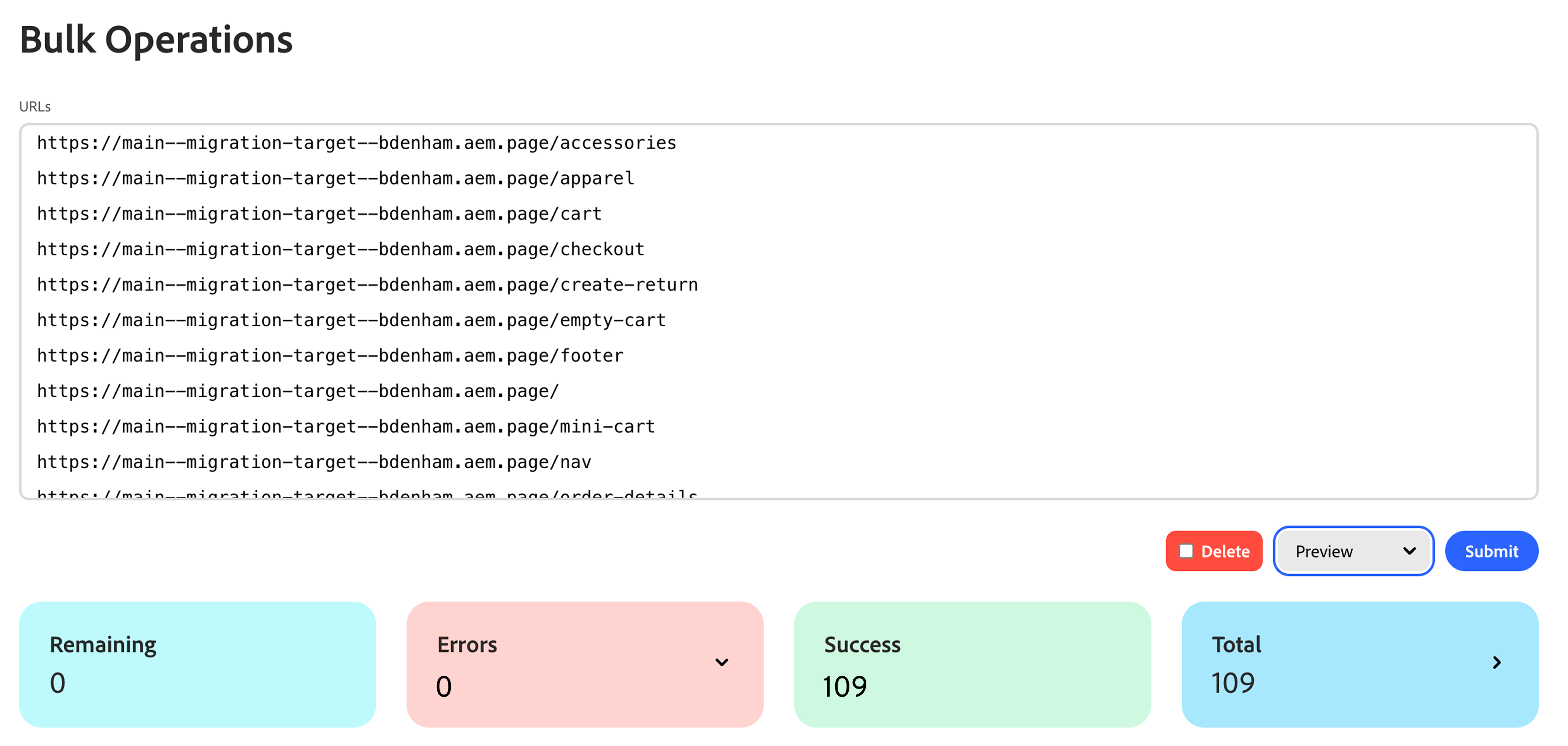 Preview and publish on the target site.