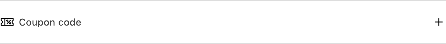 The SDK Accordion showing a collapsed Coupon code section with a leading icon and an expand icon on the right.