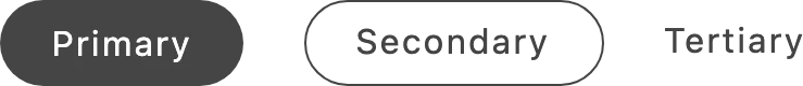The SDK Button in its three variants side by side: a filled primary button, an outlined secondary button, and a text-only tertiary button, each labeled with its variant name.