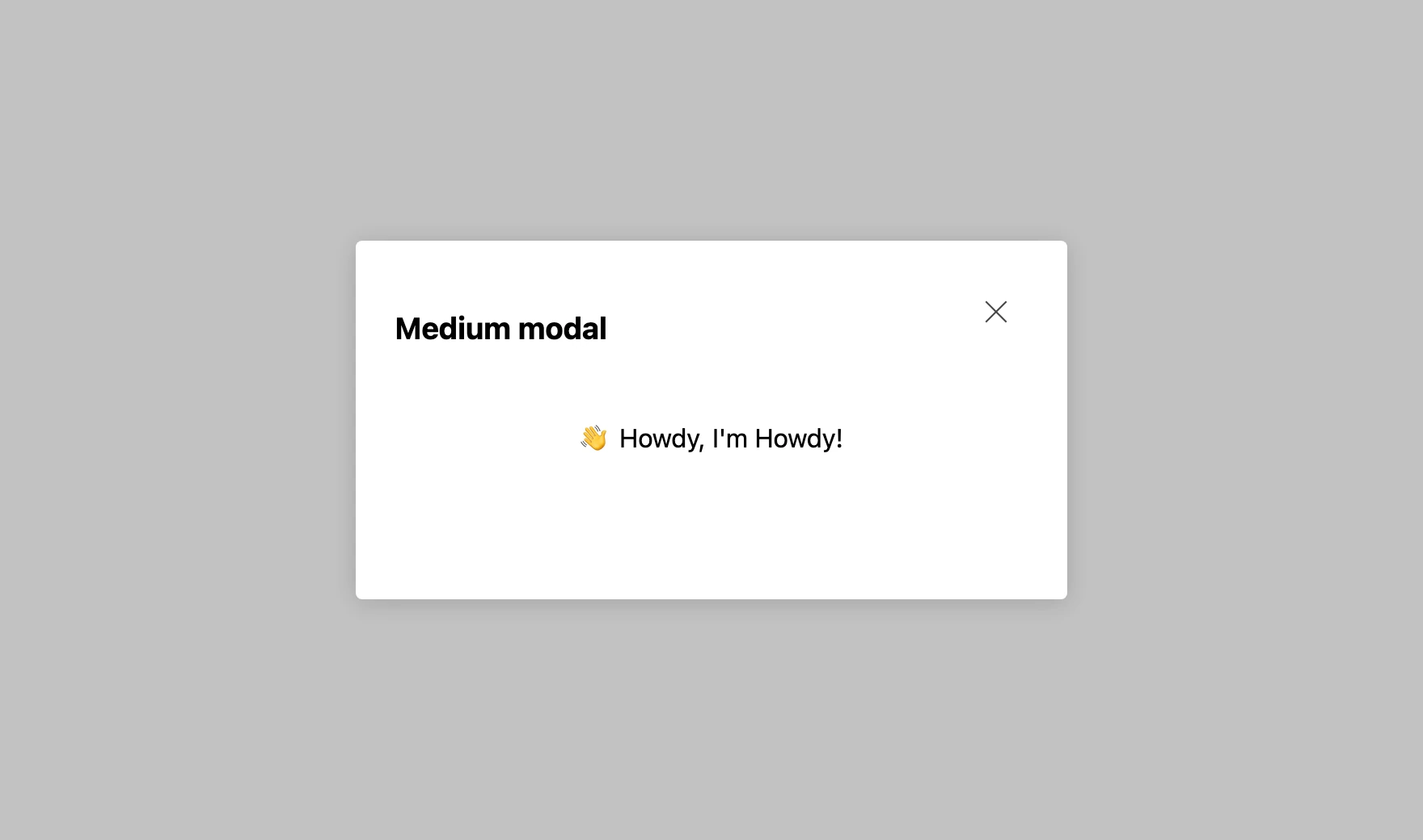 The SDK Modal showing content in a centered dialog.