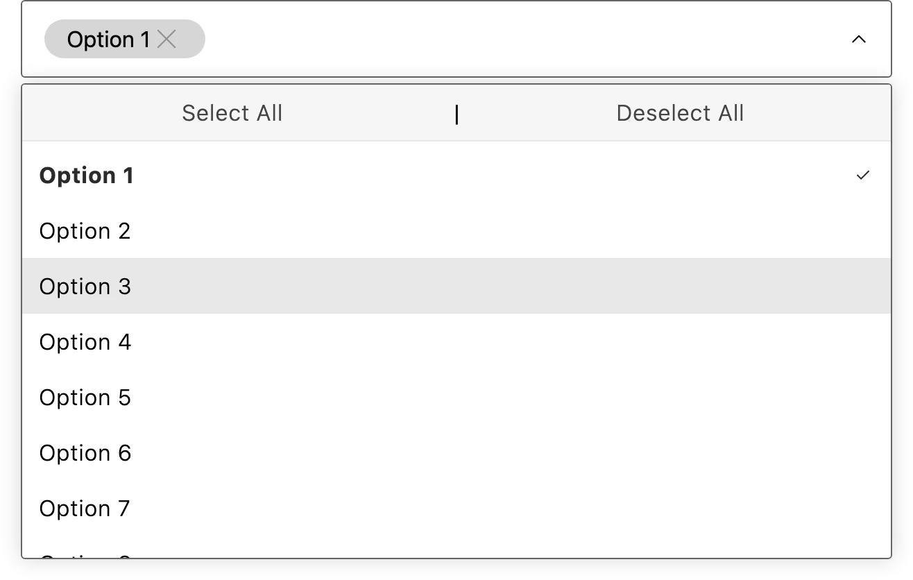 The SDK MultiSelect showing several selected values.