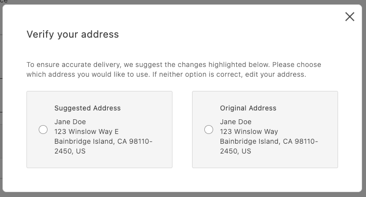Validate shipping address