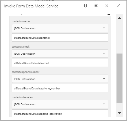 Invocar servicio de modelo de datos de formulario