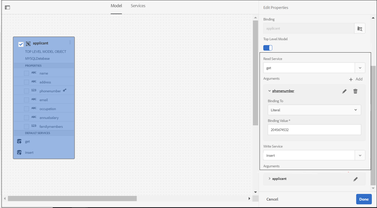 Configurar un modelo de datos de formulario