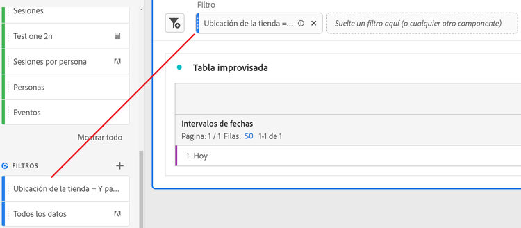 Filtrado de la lista de componentes