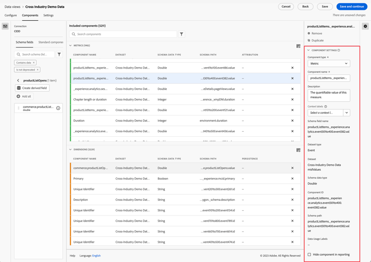 La configuración de componentes se describe en esta sección