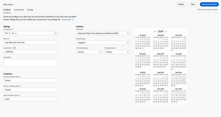 Configuración de una vista de datos