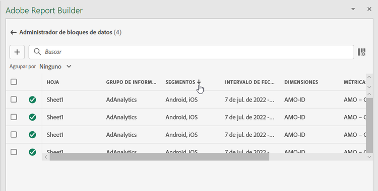 Ordenando los bloques de datos.