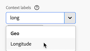 Etiquetas de contexto de latitud y longitud