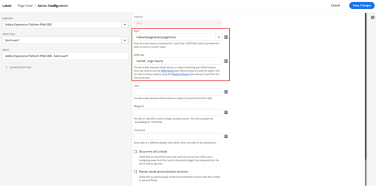 Regla - Configuración de la acción