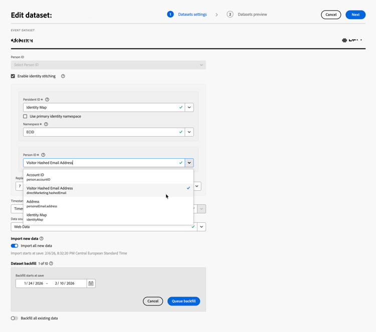 Configuración de vinculación