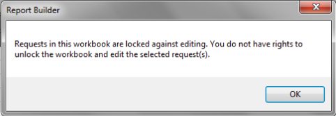 Captura de pantalla que muestra el mensaje de error cuando no tiene permisos para desbloquear una solicitud.