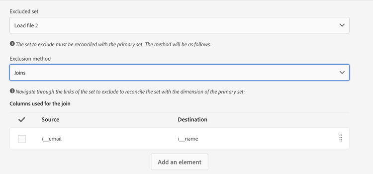 Error en conjunto de datos de campo común - Solución