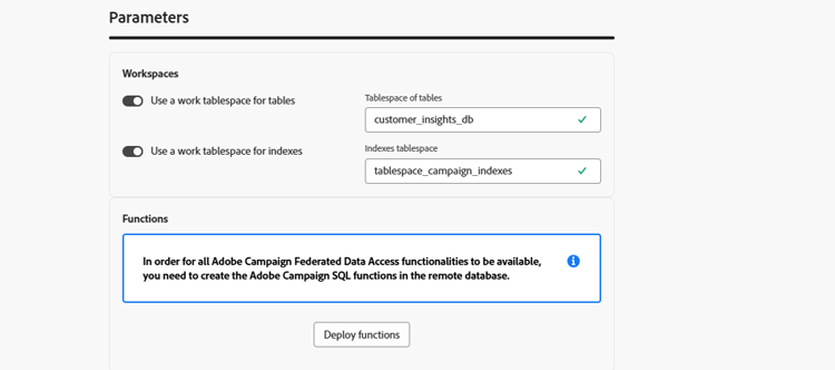 Captura de pantalla que muestra los campos de configuración de cuenta externa de Azure Synapse Analytics.