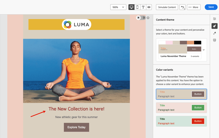 Se ha conservado el mismo texto desbloqueado con color rojo y se ha actualizado el fondo de un nuevo tema