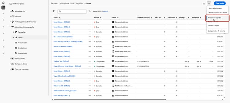 Reordenar la interfaz de carpetas que muestra la jerarquía de carpetas