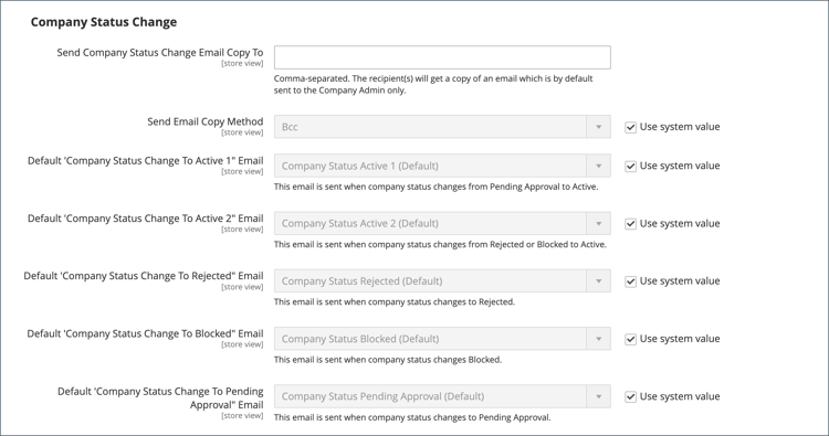 Configuración de clientes - cambio de estado de la compañía