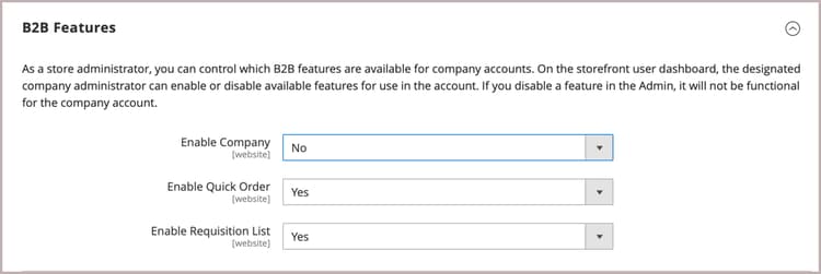 Configuración B2B - general