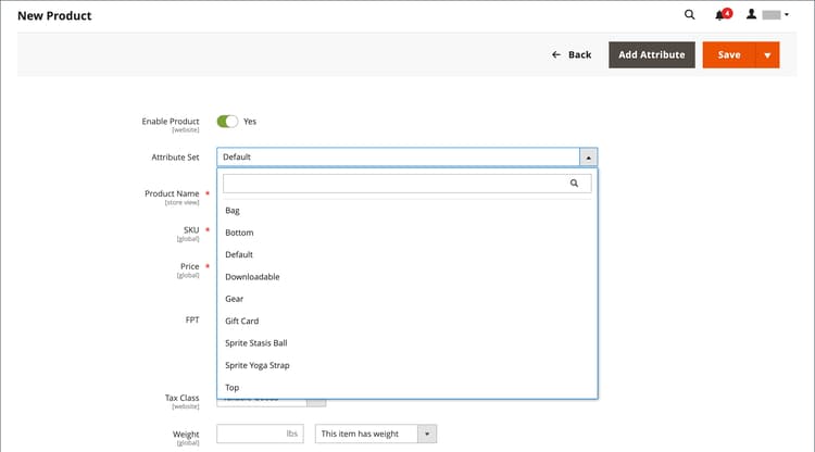 Conjunto de atributos