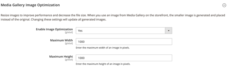 Configuración avanzada: optimización de imágenes de la Galería multimedia