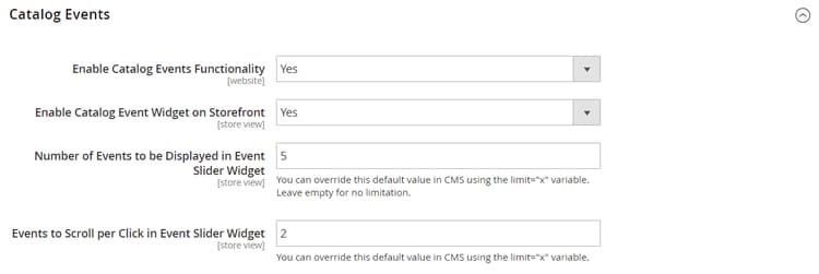 Eventos de catálogo