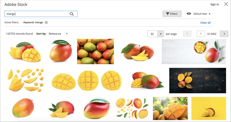 Resultados de búsqueda de Adobe Stock para la palabra clave "mango"