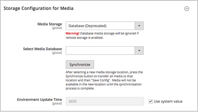 Configuración avanzada: configuración de almacenamiento para medios