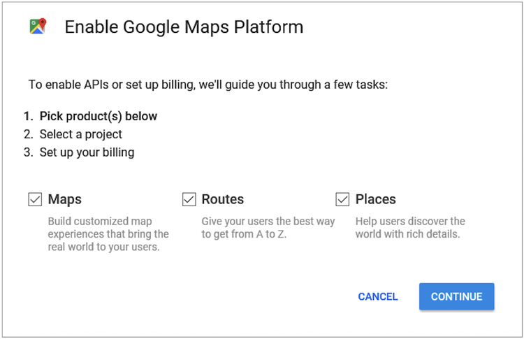 Plataforma de Google Maps para tu clave