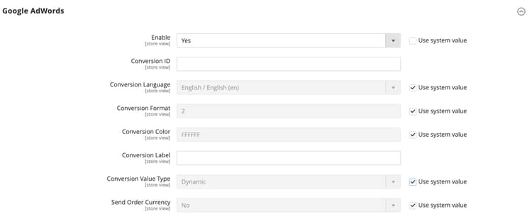 Configuración de ventas - API de Google Ads