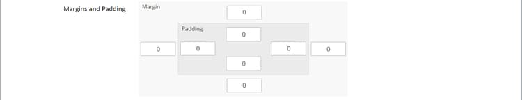 Configuración de fila: márgenes y relleno