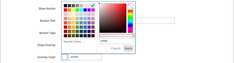 Configuración del banner - Color de superposición de botón