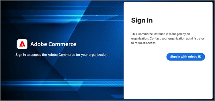 Página de inicio de sesión de Adobe Commerce