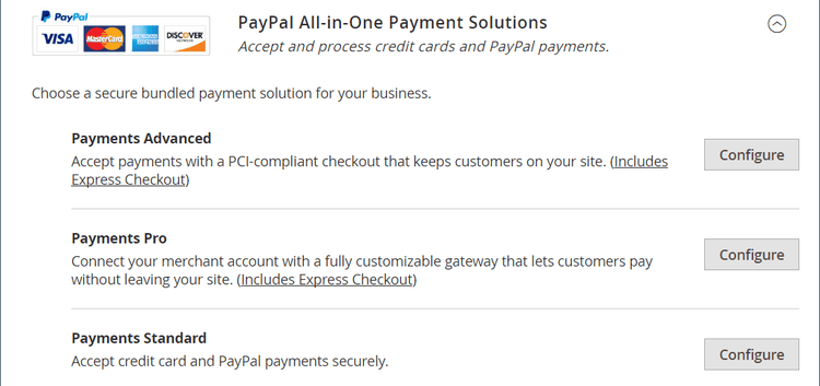 Soluciones de pago todo en uno PayPal