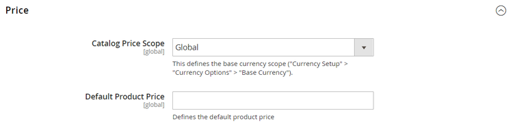 Configuración del catálogo - opciones de precio